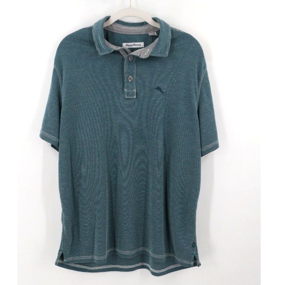 Tommy Bahama Mens Short Sleeve Tencel Polo Shirt Size Medium Blue Golf